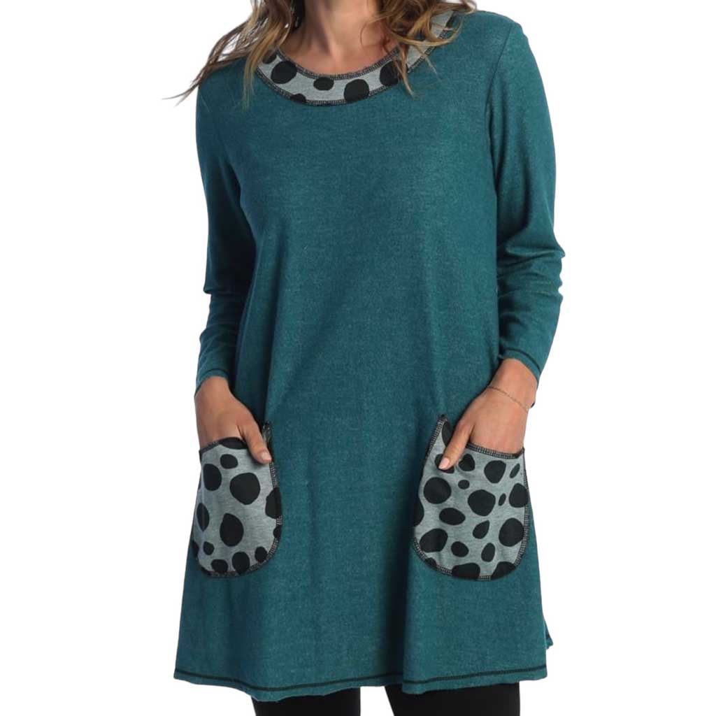 J&J Collection Teal Dot Tunic