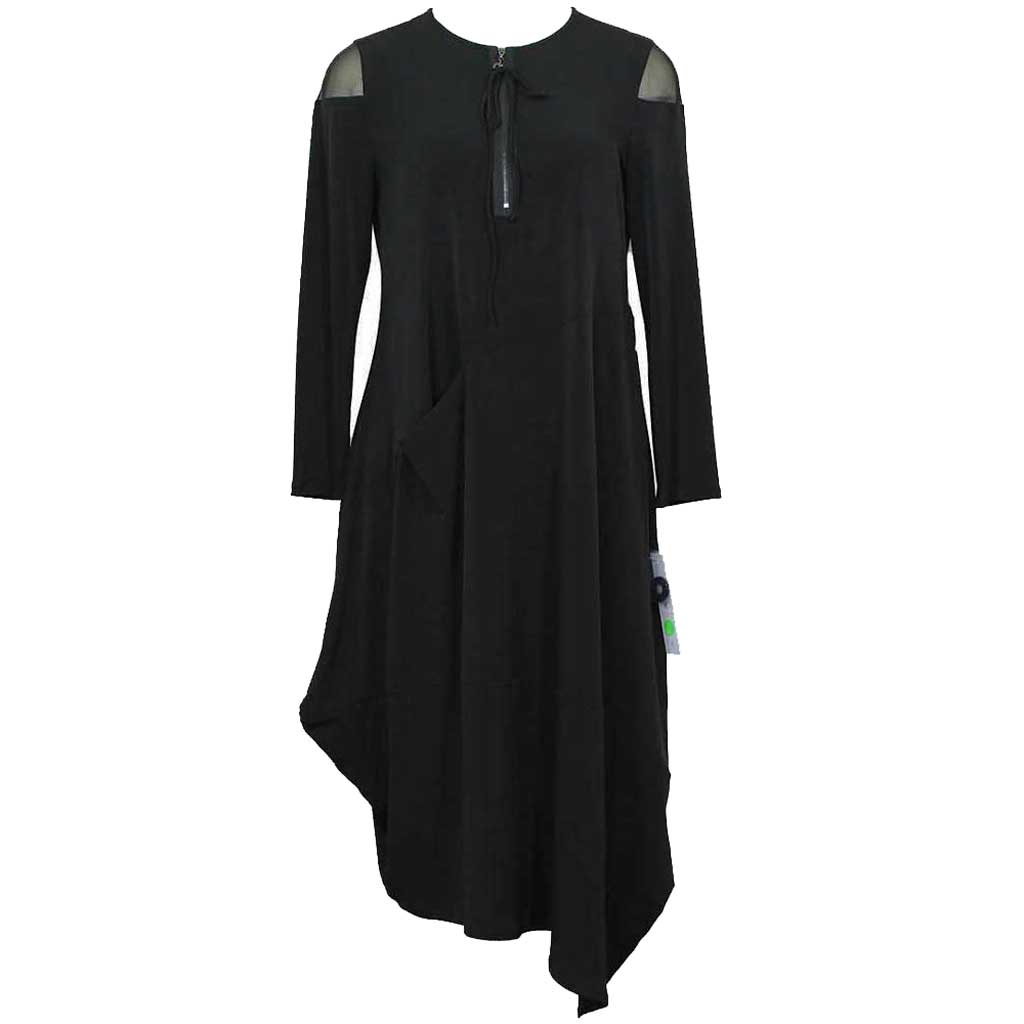 ic collection black dress Black Asymmetrical Cut Front and Back Dress