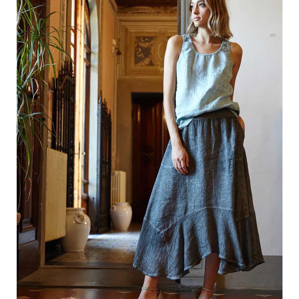 Inizio Linen Sheer Hem Skirt