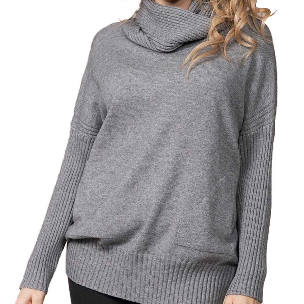 Rain + Rose Cowl Neck Sweater Gray