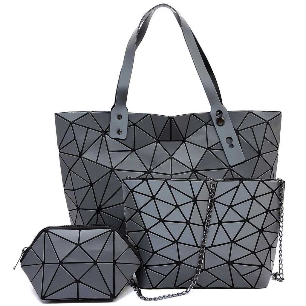 SB Geometric Gray Checker 3-in-1 Shopper