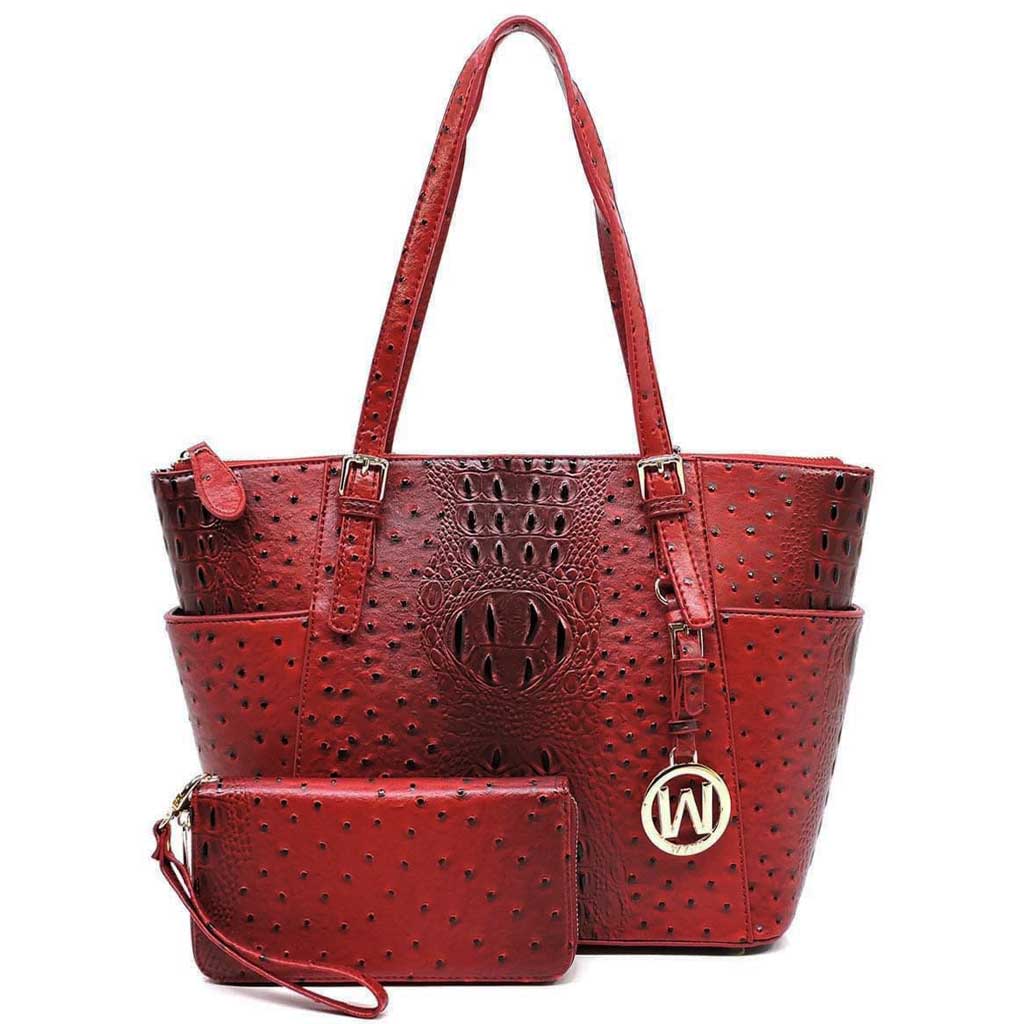 SB Ostrich Croc 2-in-1 Red Shopper