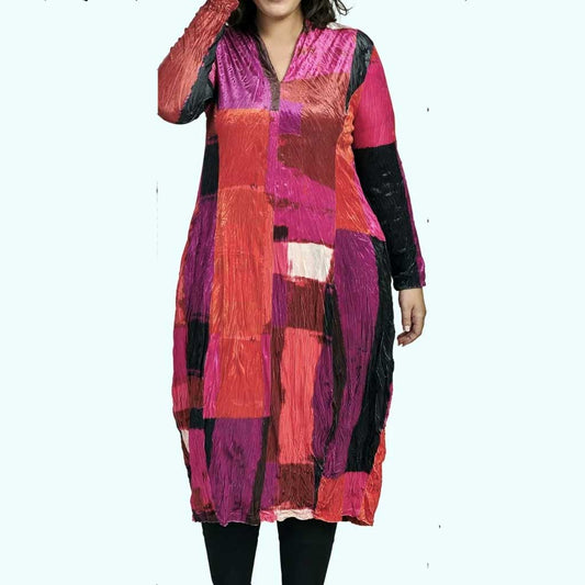 Alembika Crushed Velvet Magenta Dress