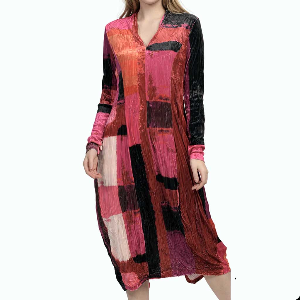 Alembika Crushed Velvet Magenta Dress