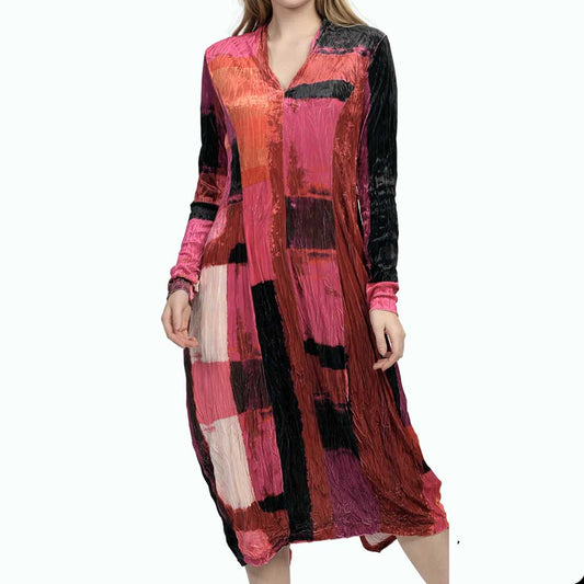 Alembika Crushed Velvet Magenta Dress