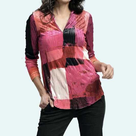 Alembika Crushed Velvet Magenta Top