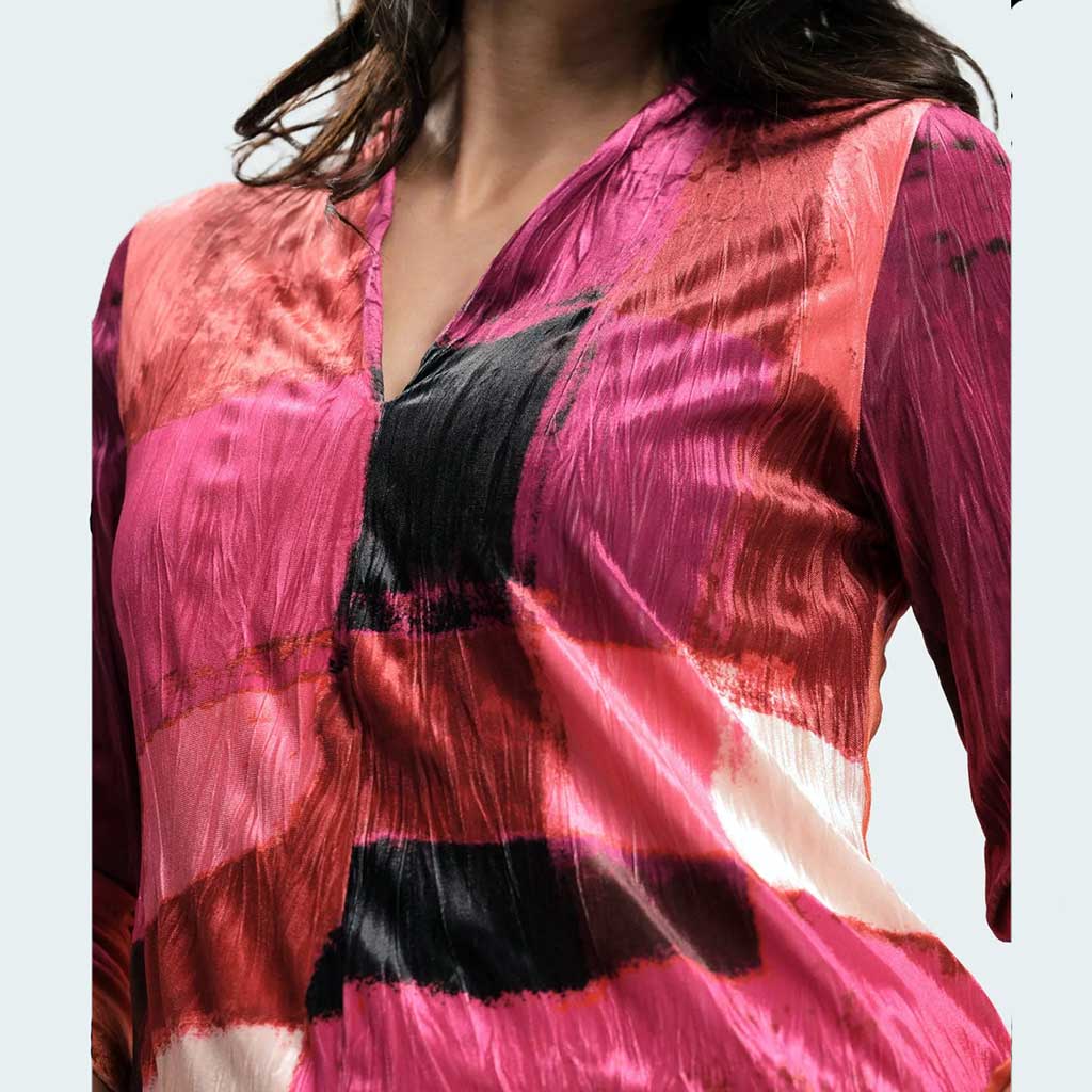 Alembika Crushed Velvet Magenta Top
