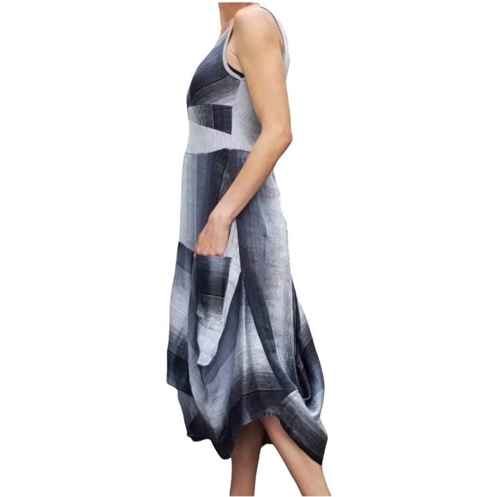 Inizio Magic Gray Stripe 2 Pocket Dress