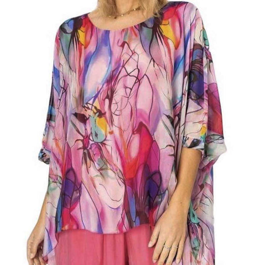 Made in Italy Pink Dream Silk Top