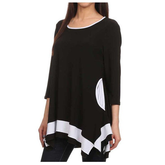SB Collection Hem Tunic BK WT - Simply Bella