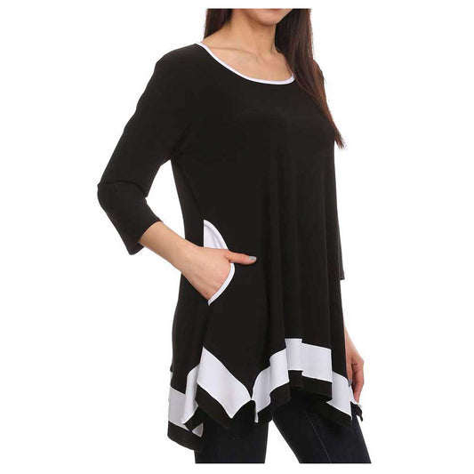 SB Collection Hem Tunic BK WT - Simply Bella